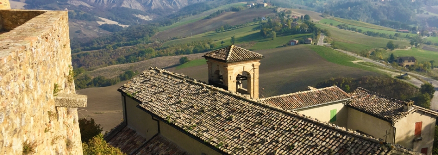 View of the hilly Reggio Emilia countryside from the Rossena Castle.