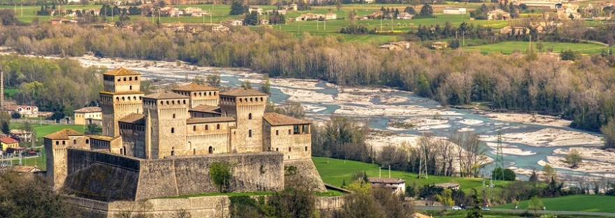 Panoramic view of Torrechiara Castle